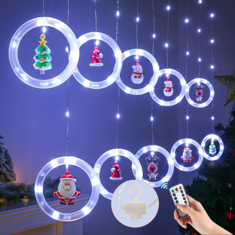Girlianda-užuolaida su figūrėlėmis, 120 LED, šaltai balta