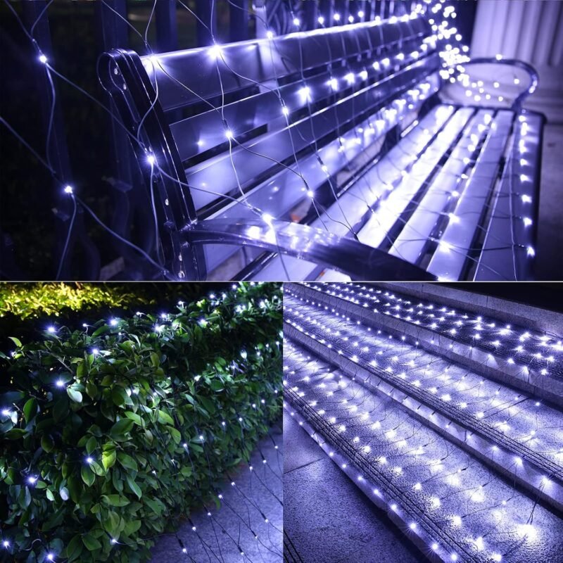 LED užuolaida - tinklas, 160 LED, šaltai balta - Image 2