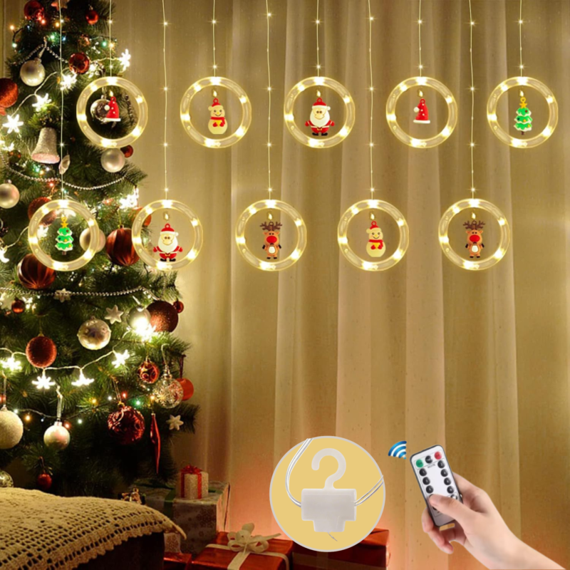 Girlianda-užuolaida su figūrėlėmis, 120 LED, šiltai balta