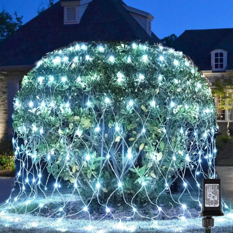 LED užuolaida - tinklas, 160 LED, šaltai balta