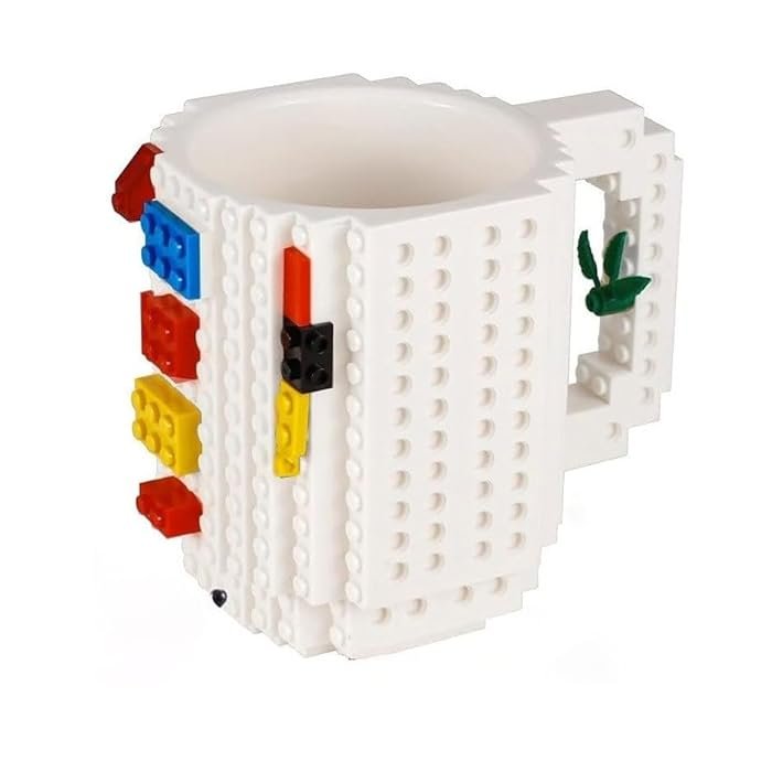 Kūrybinis puodelis, skirtas Lego kaladėlėms, baltos spalvos, 350 ml