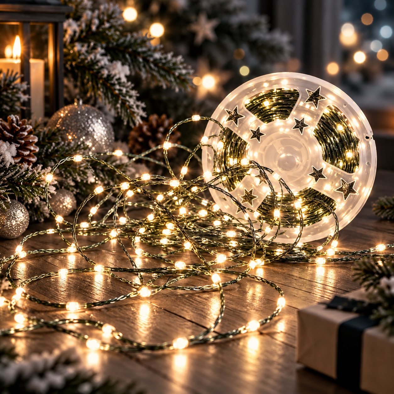 1000 LED Vielinė Girlianda "Rasa" ant ritės, šiltai balta