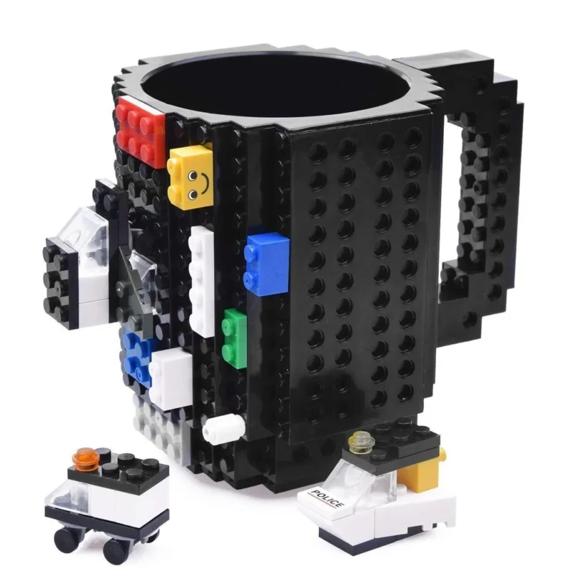 Kūrybinis puodelis, skirtas Lego kaladėlėms, juodos spalvos, 350 ml