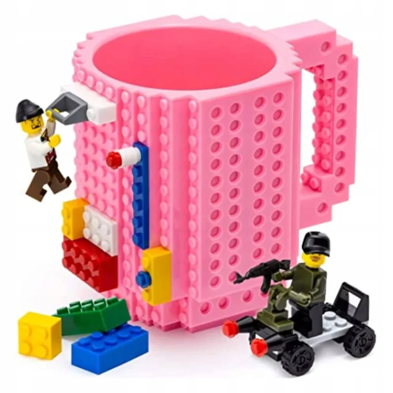Kūrybinis puodelis, skirtas Lego kaladėlėms, rožinės spalvos, 350 ml