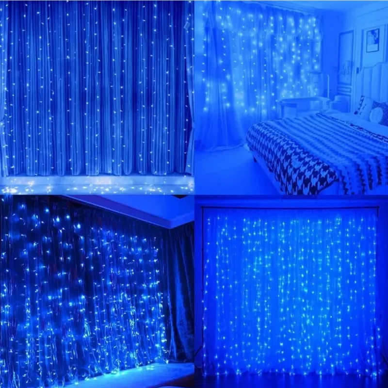 Girlianda-užuolaida su pulteliu ir kabliukais, 3×2 m, mėlyna - Image 3