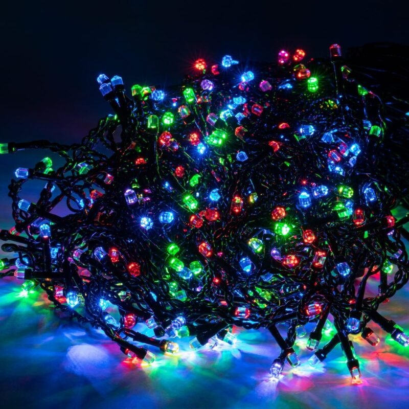 300 LED Krištolinė Girlianda, spalvota