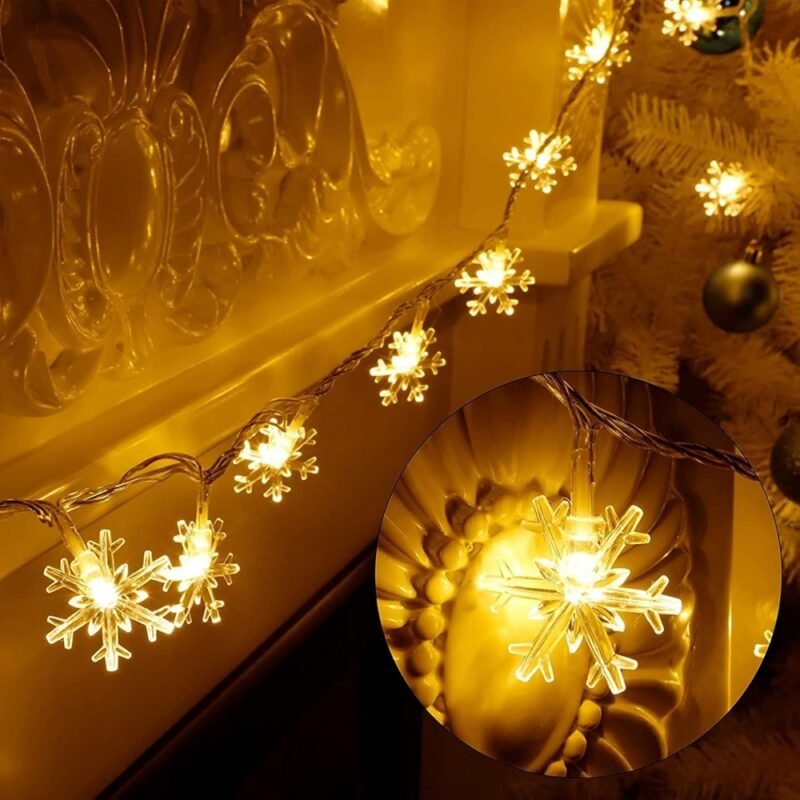 LED girlianda "Snaigės", šiltai balta - Image 2