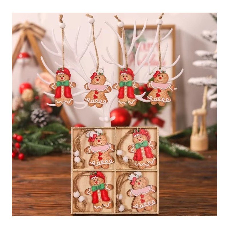 Medinių eglutės papuošimų rinkinys, 12 vnt