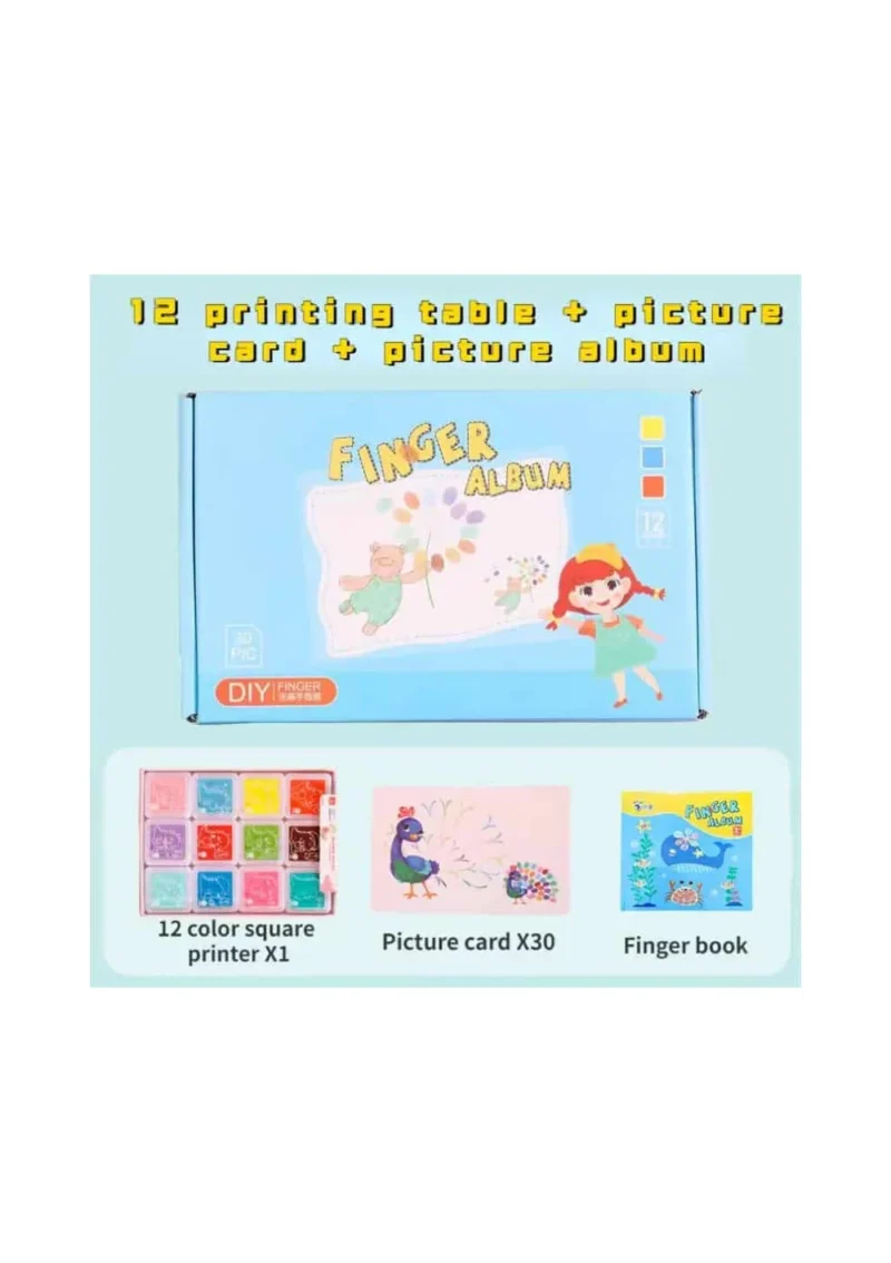 Piešimo pirštais rinkinys 12 spalvų + albumas