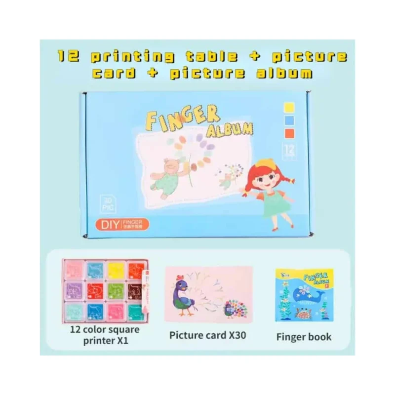 Piešimo pirštais rinkinys 12 spalvų + albumas