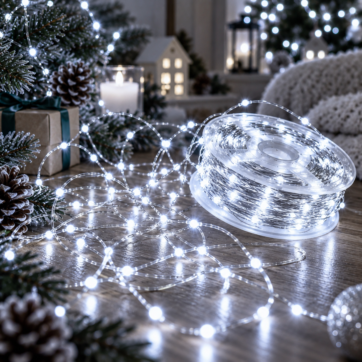 Vielinė girlianda „Rasa Crystal“ 1000 LED, 100 m, šaltai balta