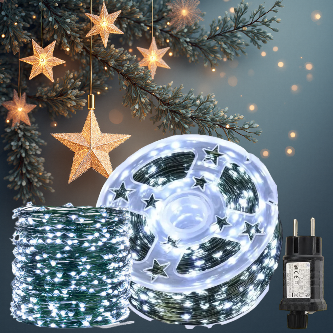 1000 LED Vielinė Girlianda "Rasa" ant ritės, šaltai balta