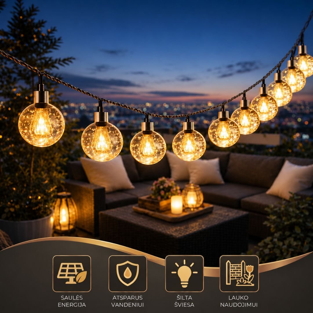 Saulės LED girlianda „Burbuliukai“ – 100 LED - Image 3