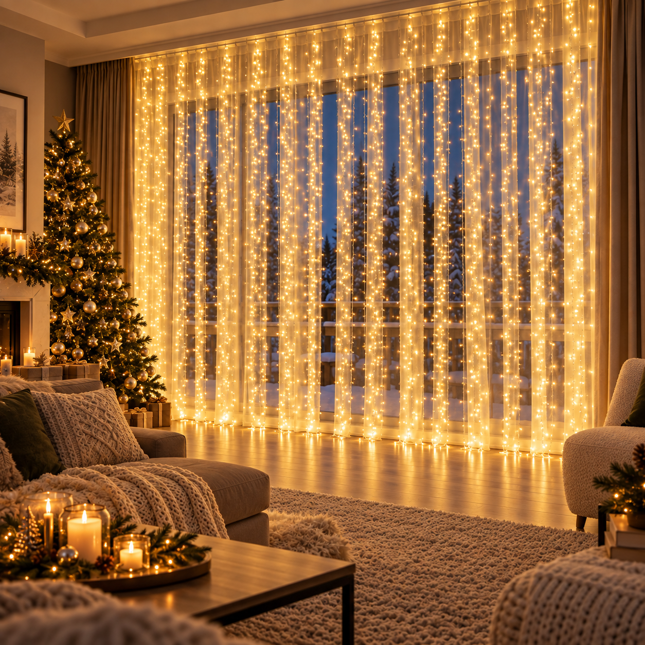 Kalėdinė girlianda-užuolaida „Pasaka“, 3×3 m, 900 LED, šiltai balta - Image 6