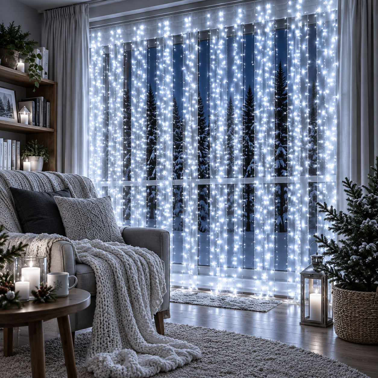 Kalėdinė girlianda-užuolaida „Pasaka“, 3×3 m, 900 LED, šaltai balta - Image 6