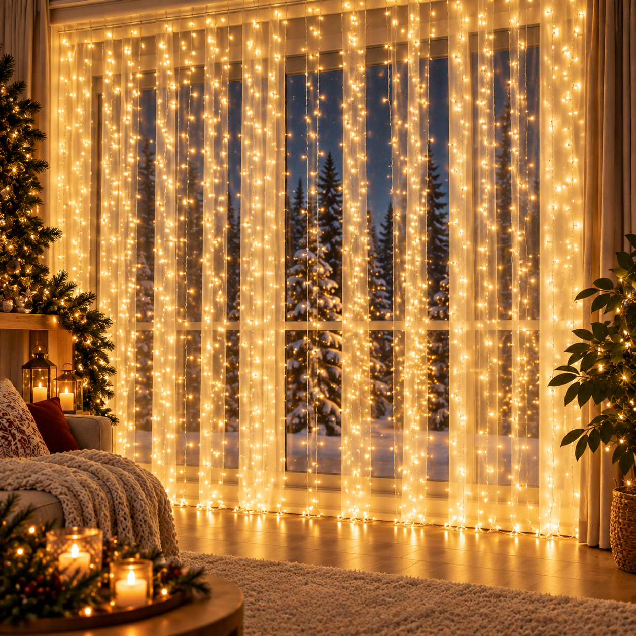 Kalėdinė girlianda-užuolaida „Pasaka“, 3×3 m, 900 LED, šiltai balta - Image 7