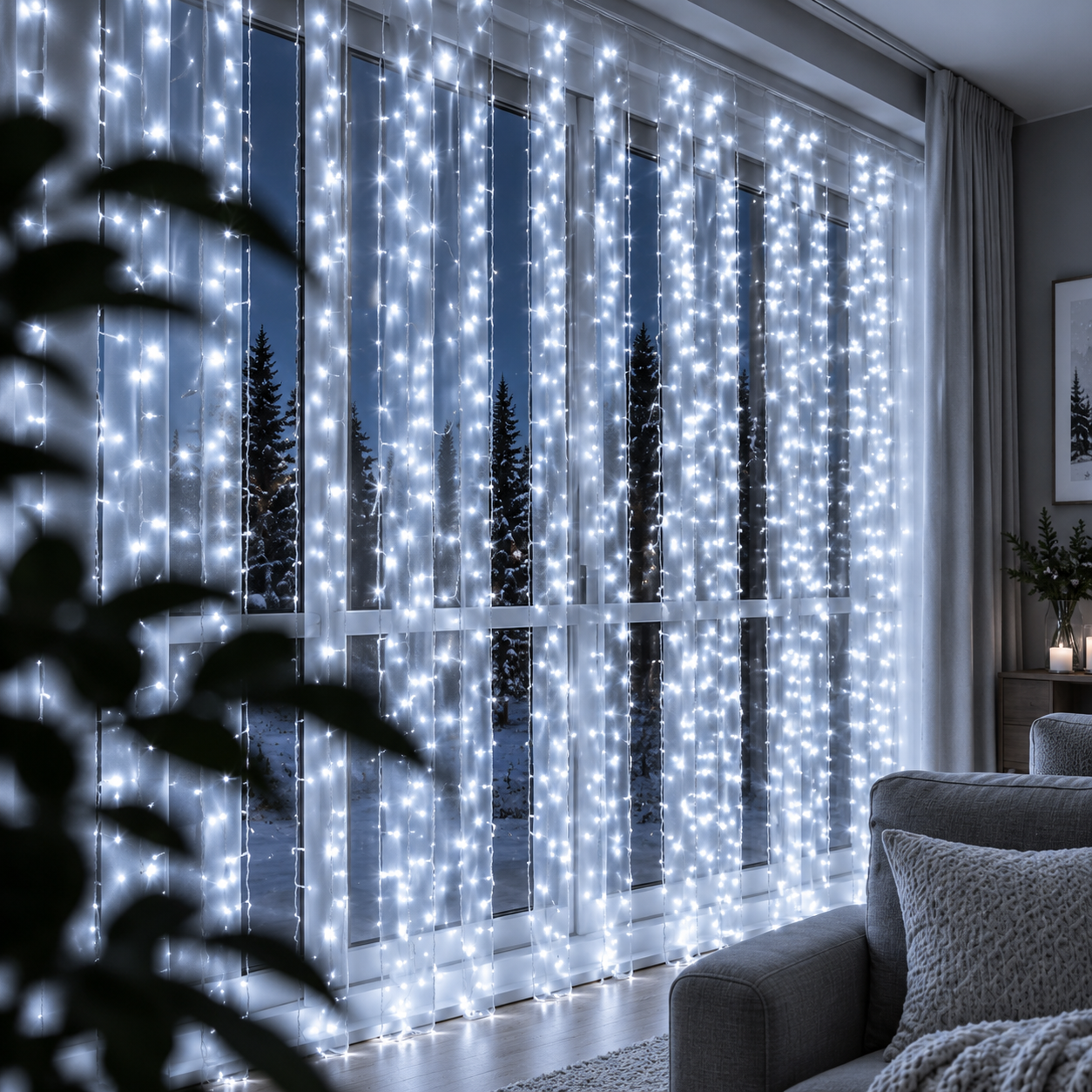 Kalėdinė girlianda-užuolaida „Pasaka“, 3×3 m, 900 LED, šaltai balta - Image 4