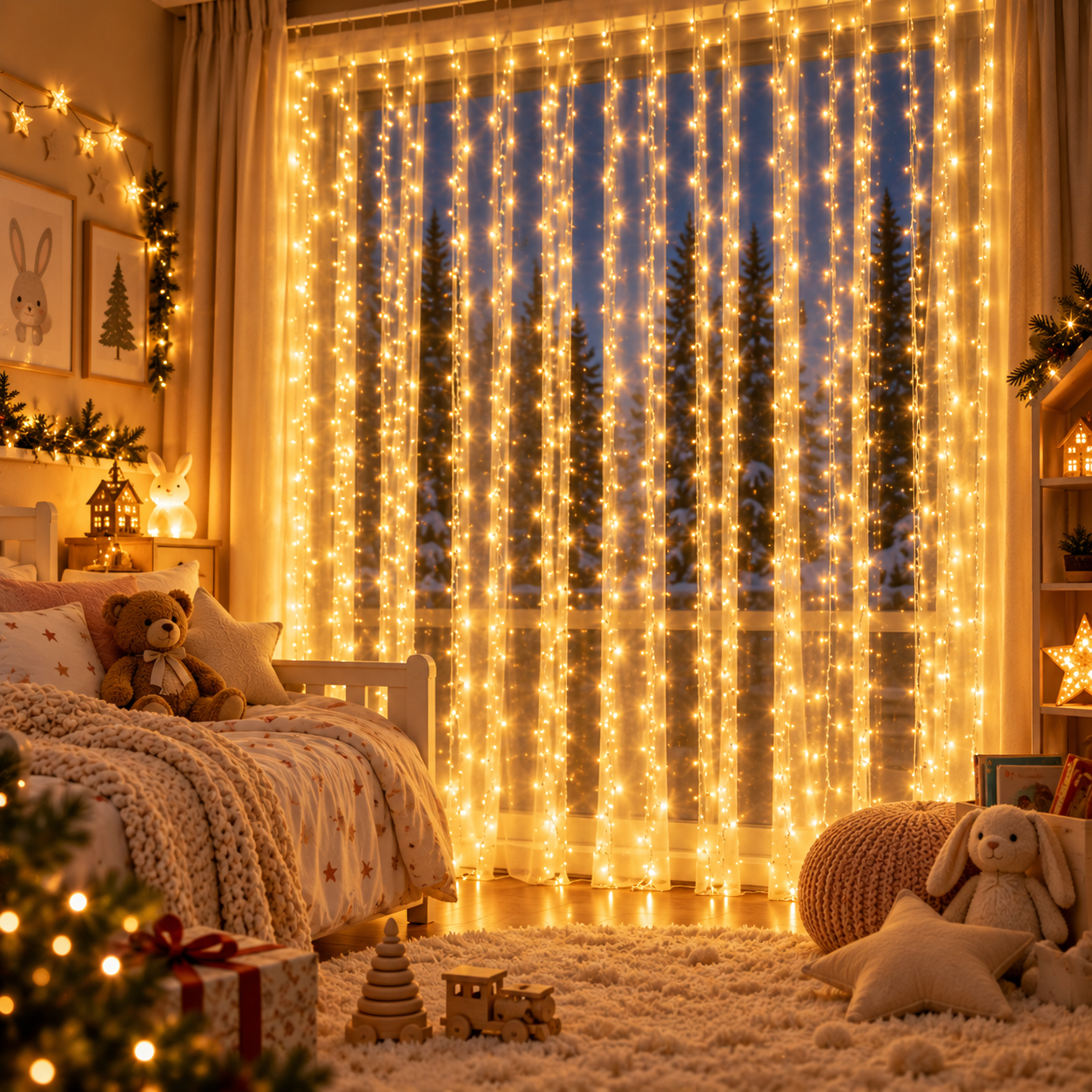 Kalėdinė girlianda-užuolaida „Pasaka“, 3×3 m, 900 LED, šiltai balta - Image 9