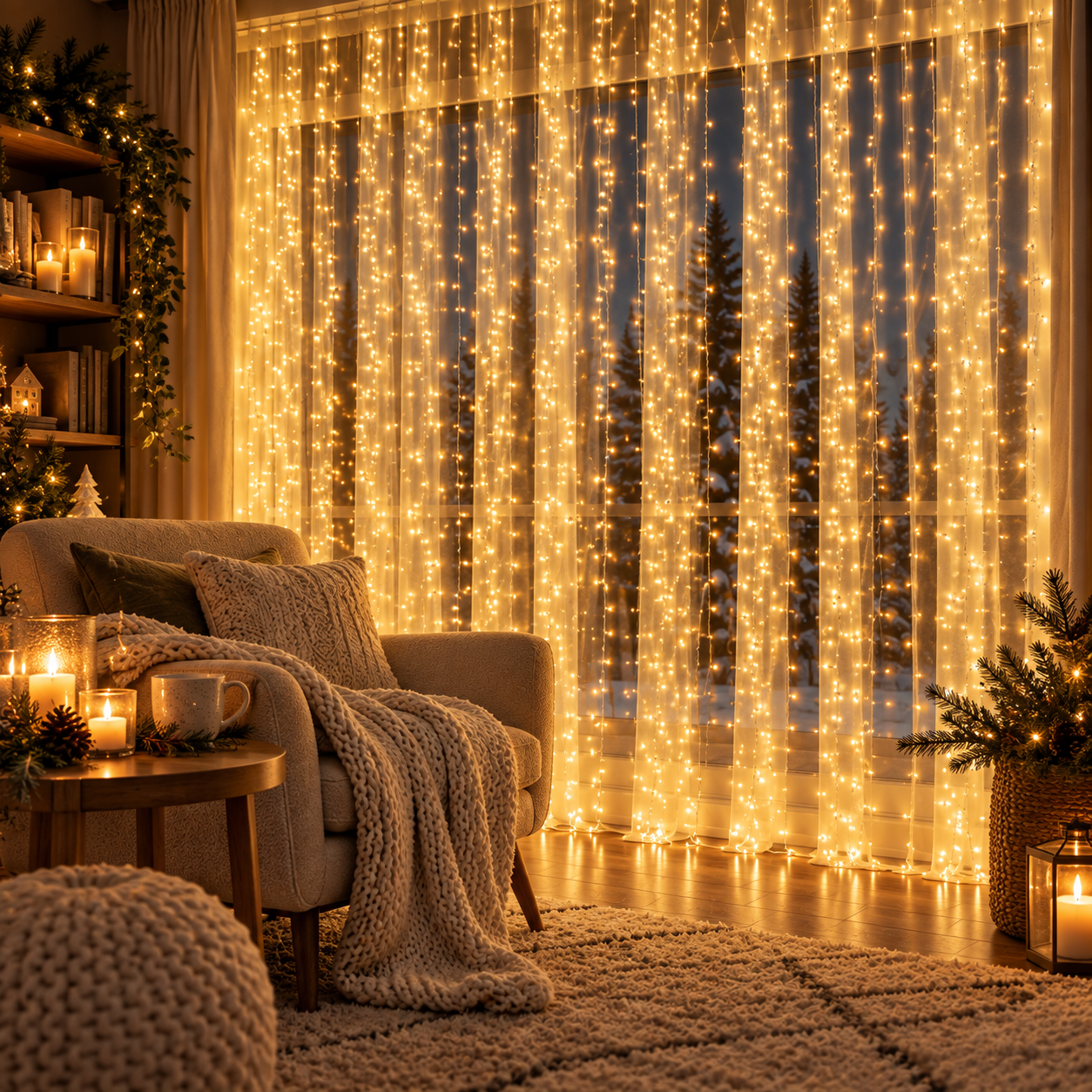 Kalėdinė girlianda-užuolaida „Pasaka“, 3×3 m, 900 LED, šiltai balta - Image 5