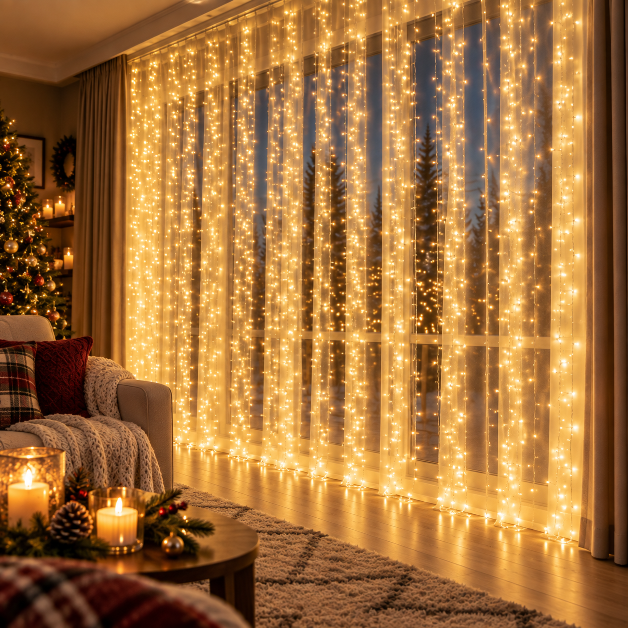 Kalėdinė girlianda-užuolaida „Pasaka“, 3×3 m, 900 LED, šiltai balta - Image 4