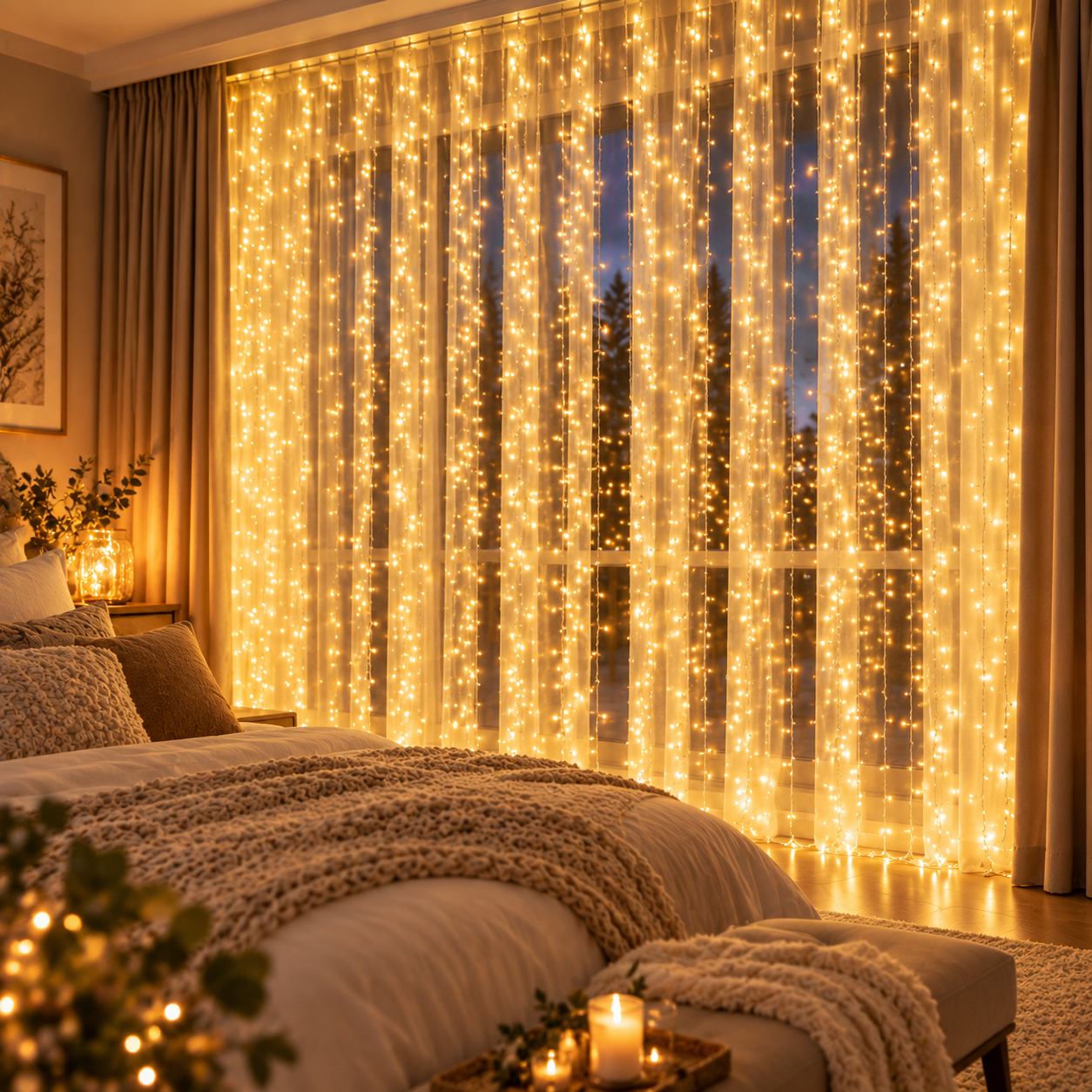 Kalėdinė girlianda-užuolaida „Pasaka“, 3×3 m, 900 LED, šiltai balta - Image 8